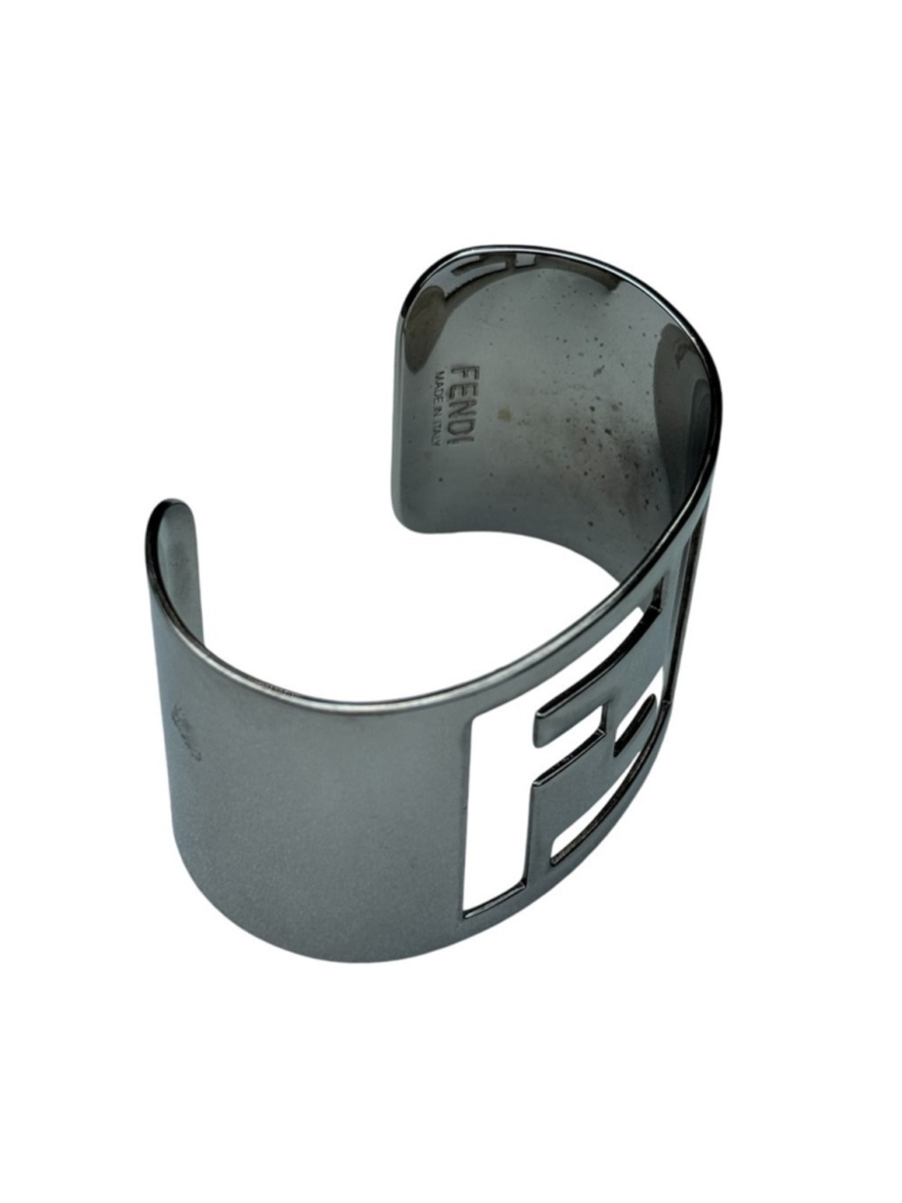 Fendi FF Cut Out Cuff Bracelet Silver Tone - Picture 7 of 13